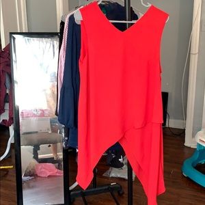 Red sheer blouse